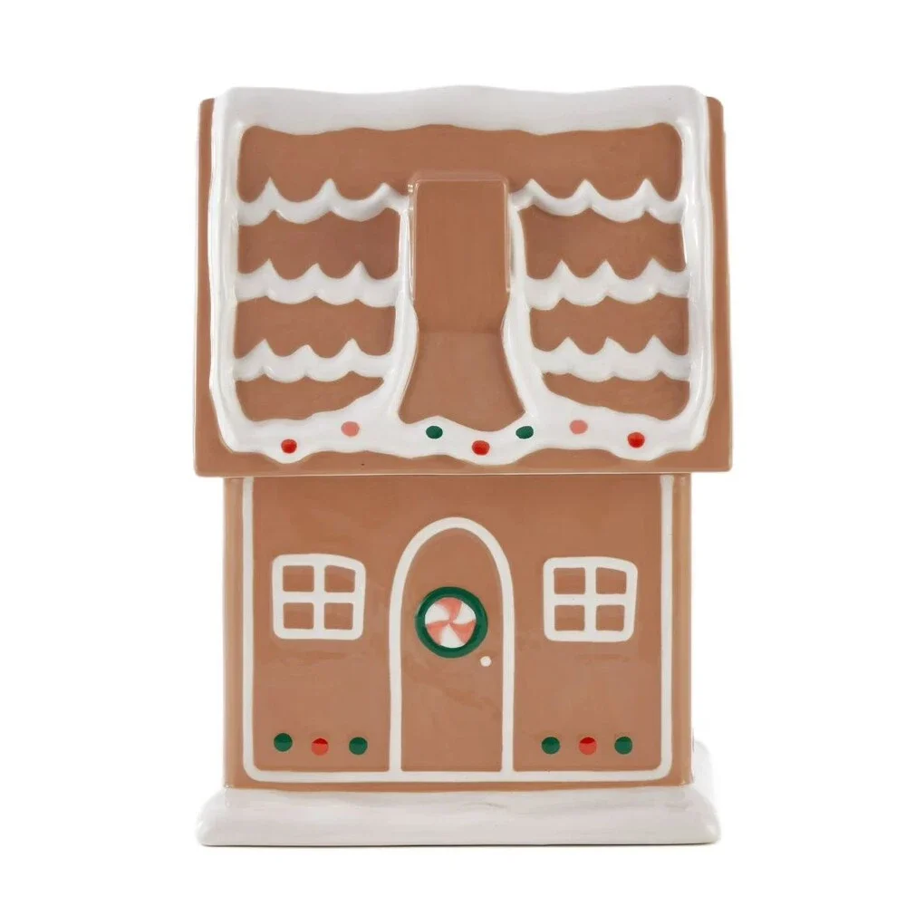 Holiday 57 oz Gingerbread House Glazed Ceramic Treat Cookie Jar Christmas Decor